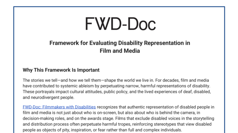 Framework for Evaluating Disability Representation in Film and Media 2025 Image