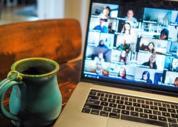 Zoom meeting laptop coffee mug image 1